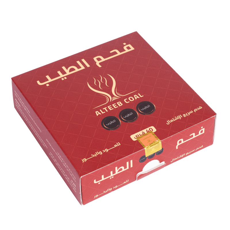 فحم الطيب – فحم فاخر للاشتعال السريع للبخور والعود – عبوة 40قرص (صغير).